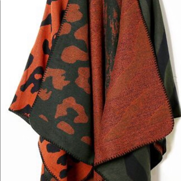 3/$30 Color Block Zebra Leopard Print Shawl - Picture 3 of 3